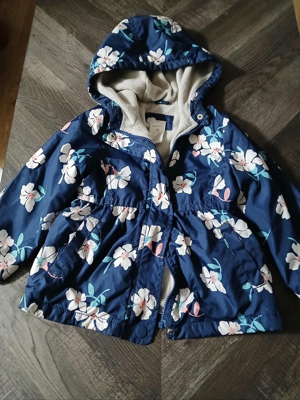 Carter's Navy Floral Hooded Raincoat